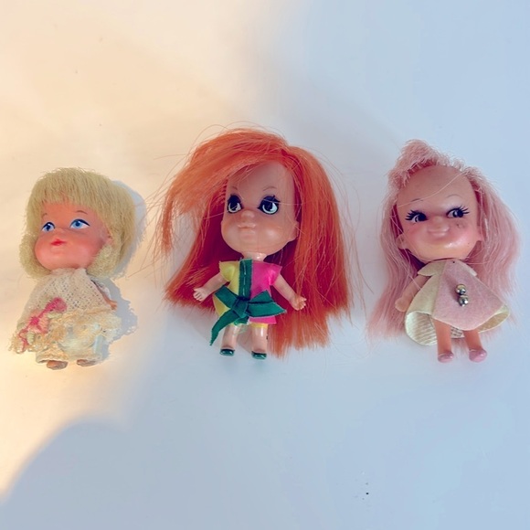Vintage Lot Of 3 Liddle Kiddles red, pink & yellow hair used - Picture 2 of 10